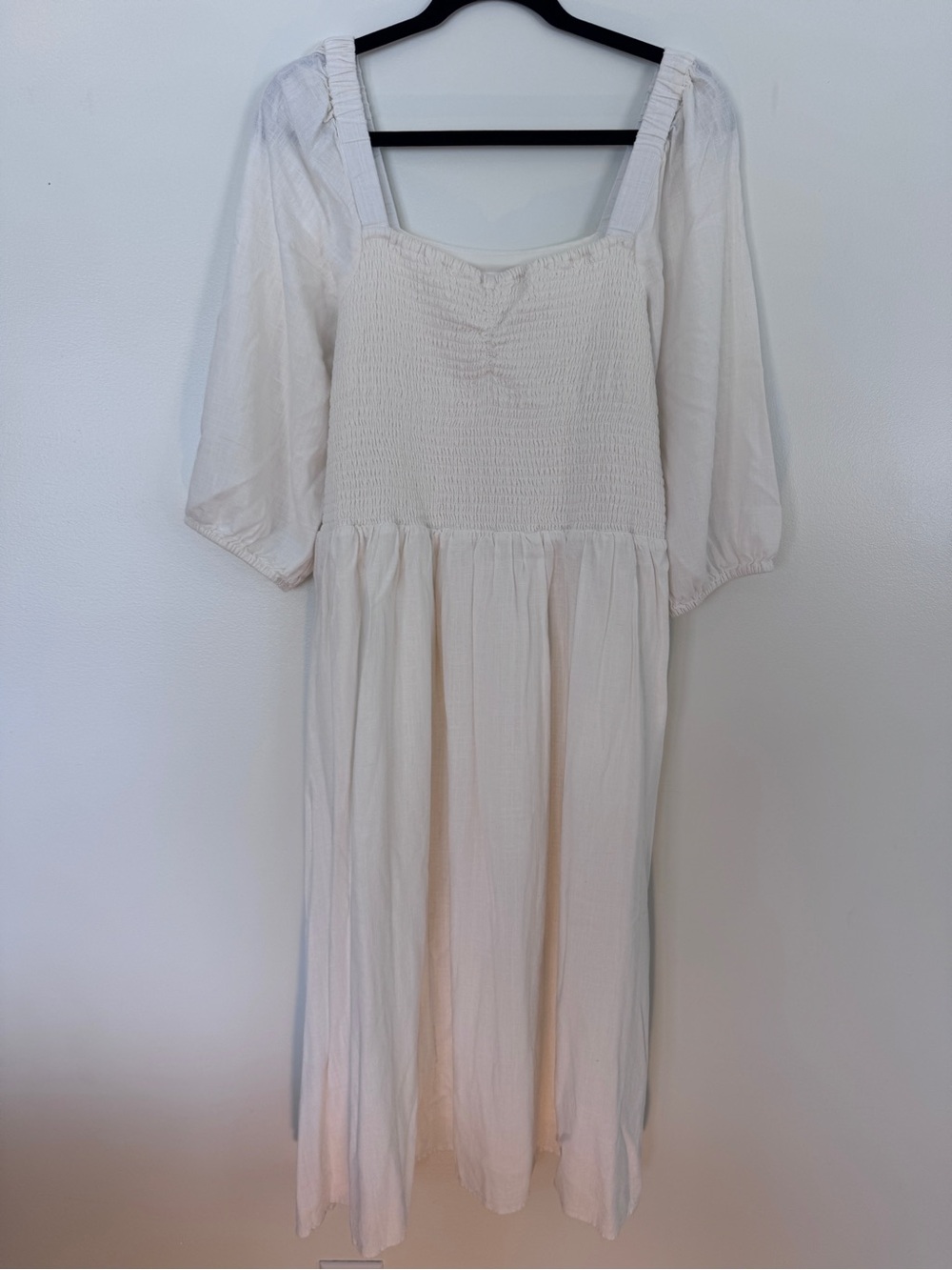 LC Lauren Conrad Cream Smocked Midi Dress